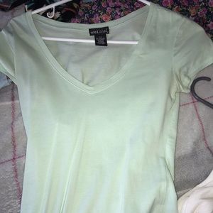 V neck short sleeve shirt.